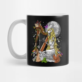 Hippie Skeleton Harp Player Mug